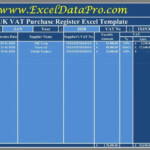 Download UK VAT Purchase Register Excel Template ExcelDataPro In 2020