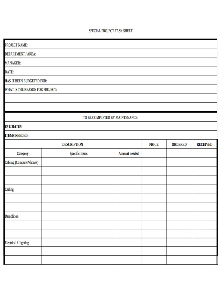 Free 6 Task Sheet Samples In Pdf Doc Db excel