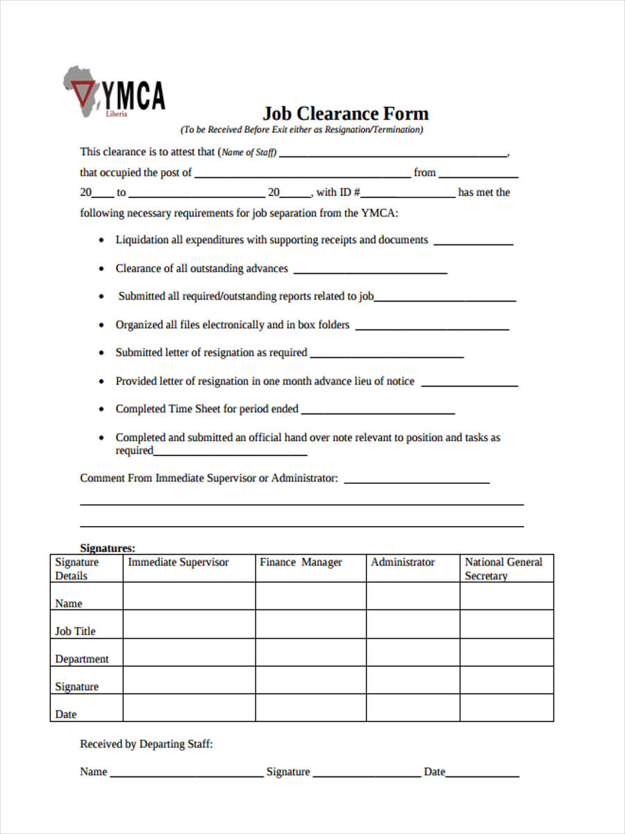 FREE 7 Resignation Clearance Forms In PDF