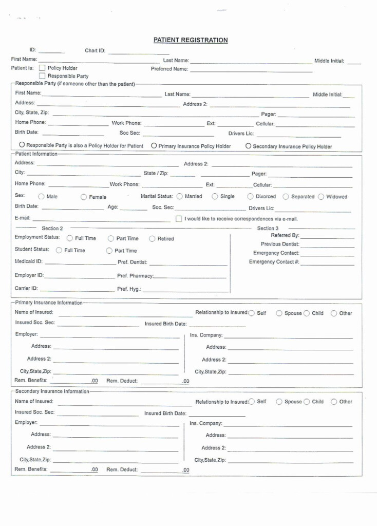 Free Patient Information Form Template Unique Printable Patient Forms 