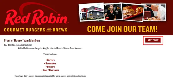 Red Robin Job Application Careers