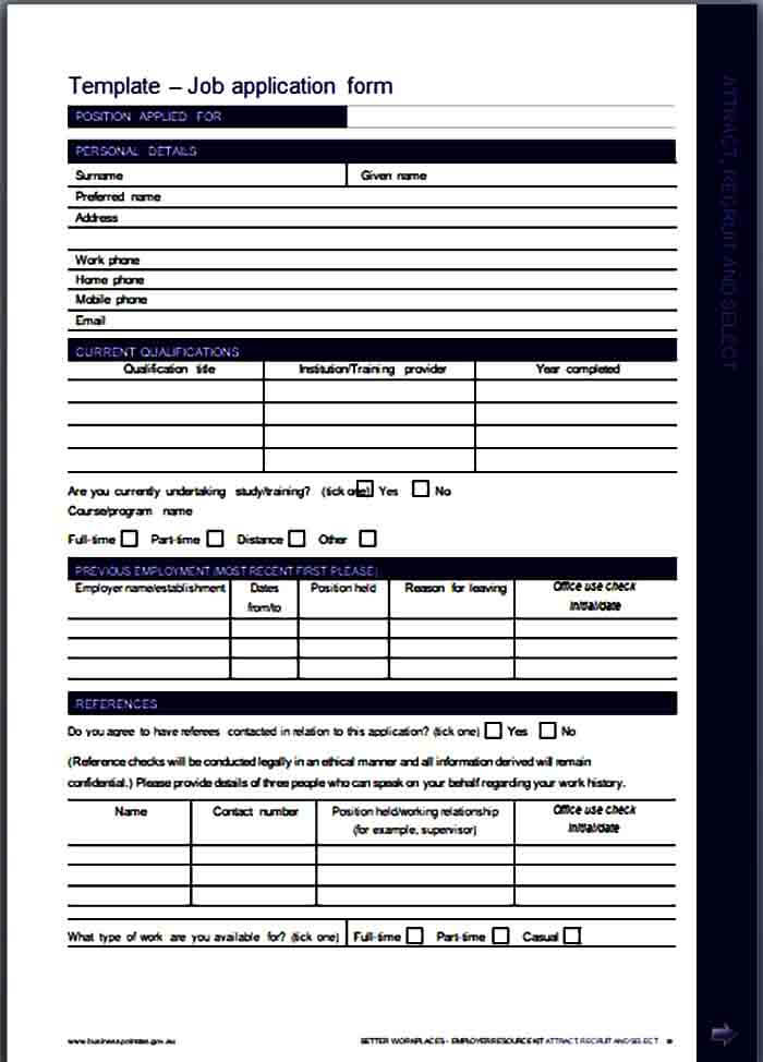 Template Printable Job Aplication Form Mous Syusa