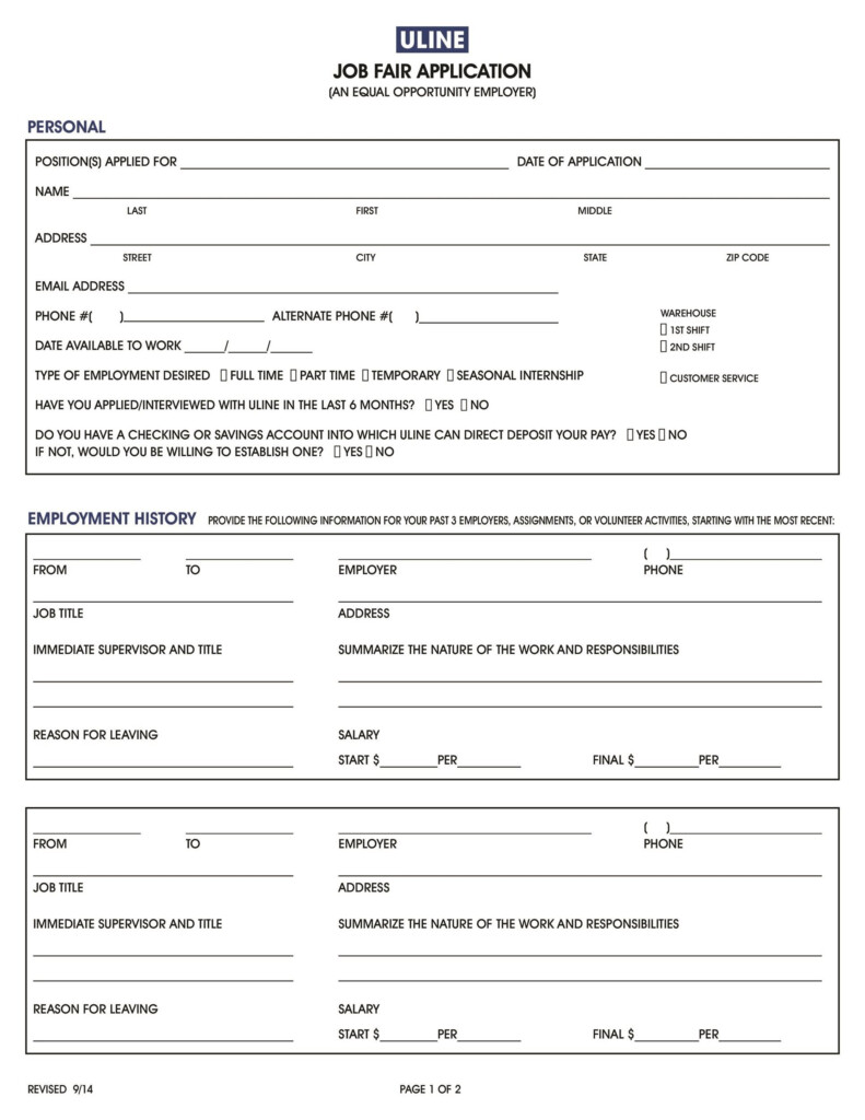 50 Free Employment Job Application Form Templates Printable 50 Free 