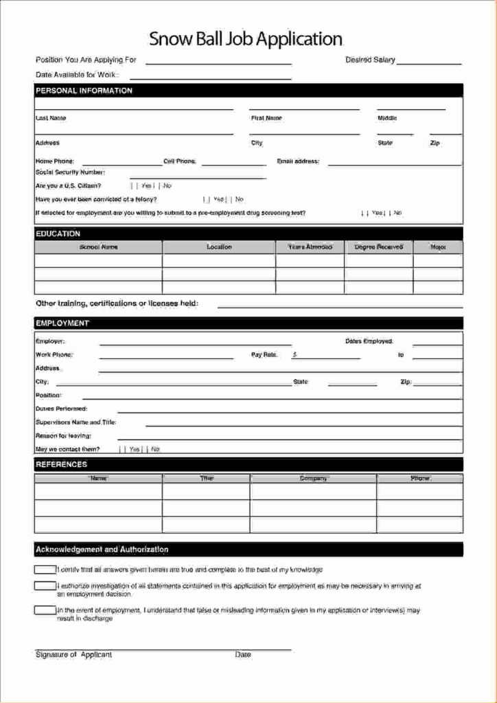 50 Generic Job Application Fillable Pdf Ufreeonline Template