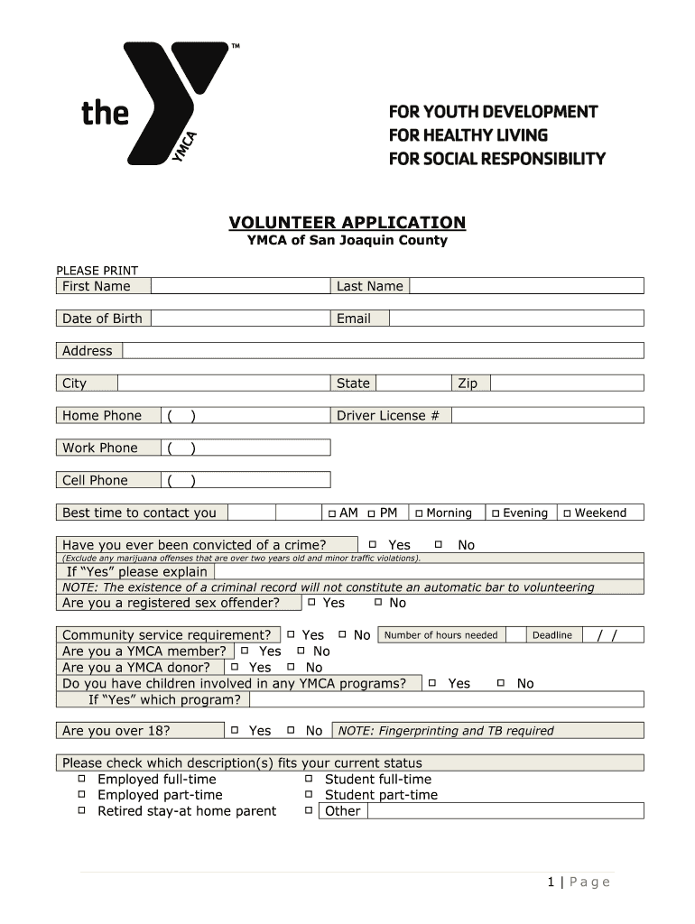 Application Form For Ymca Fill Out Sign Online DocHub