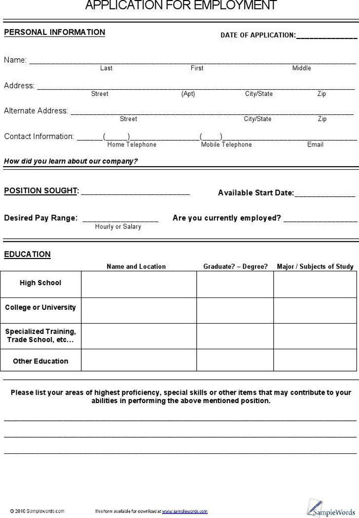 Basic Job Application Form 4 Basic Job Application Free Download Job