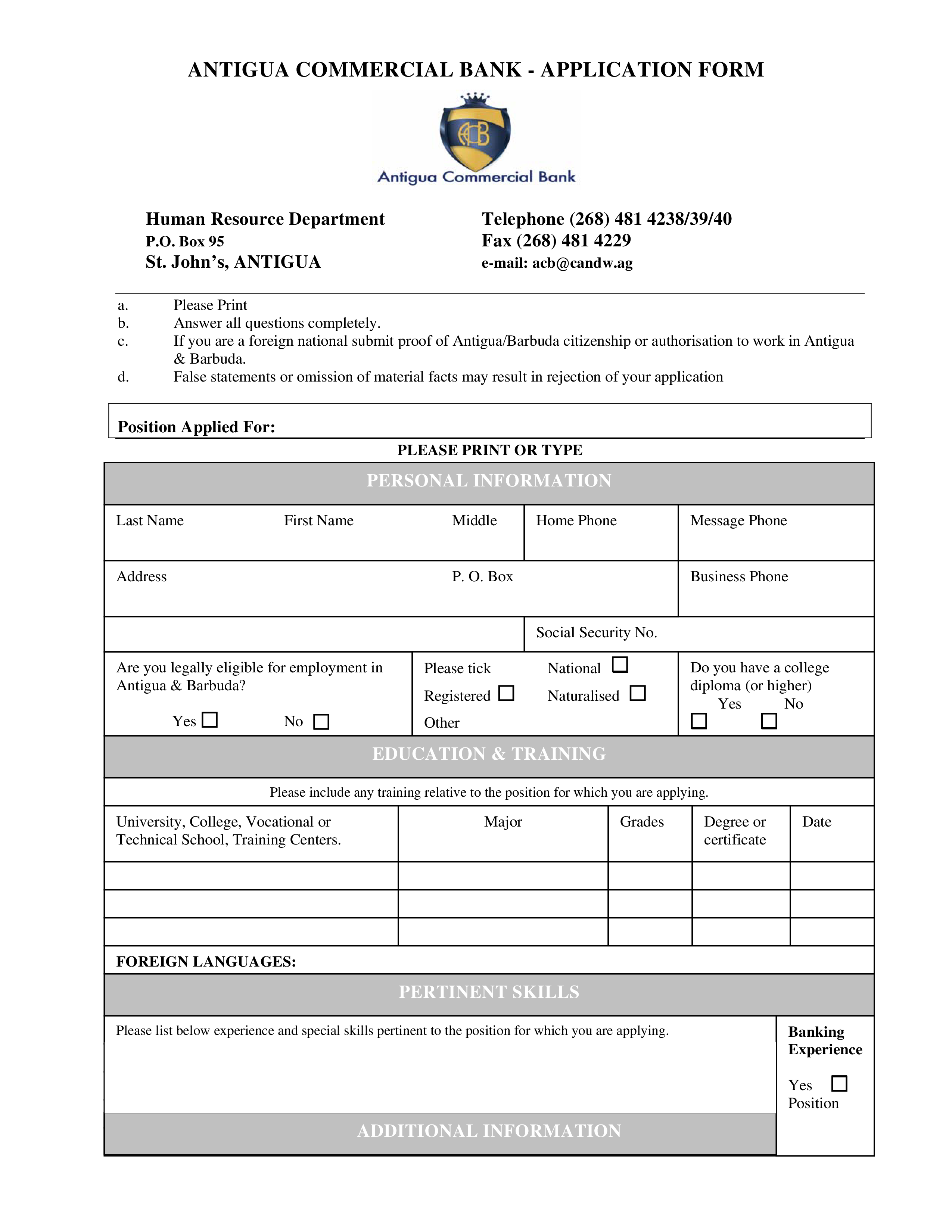 Commercial Bank Job Application Form How To Create A Commercial Bank