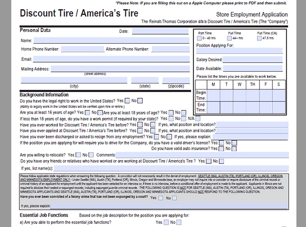 Discount Tire Job Application Careers