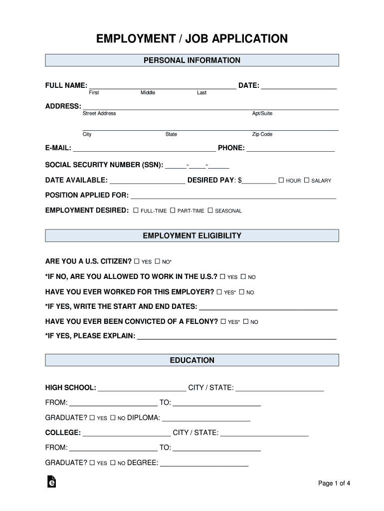 Employment Job Application Form Template Fill Out Sign Online DocHub