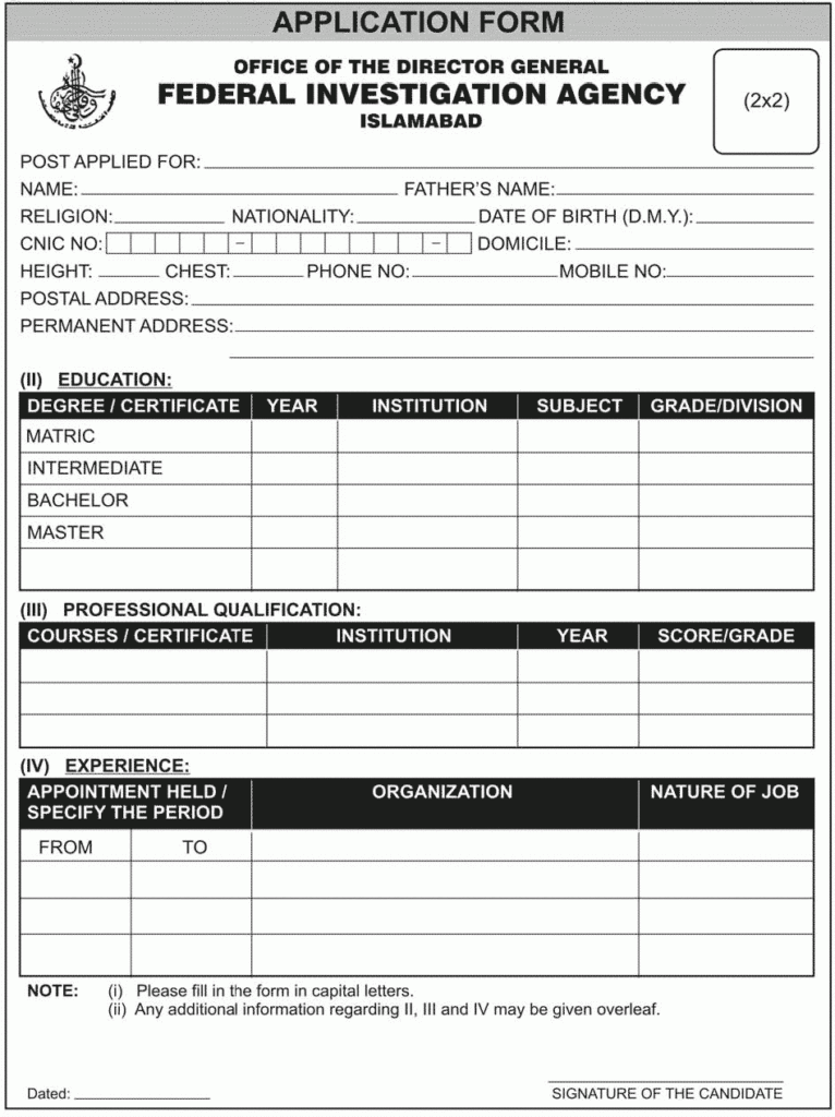 FIA Invited Job Applications For 770 Vacant Posts Pakistan Hotline