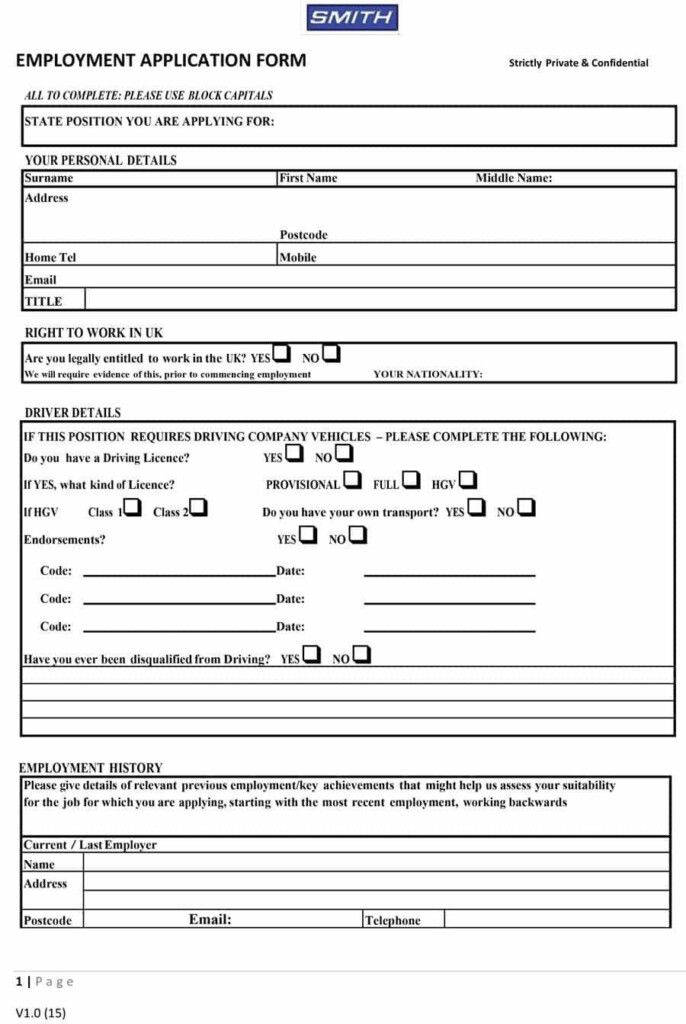 Free Job Application Form Online
