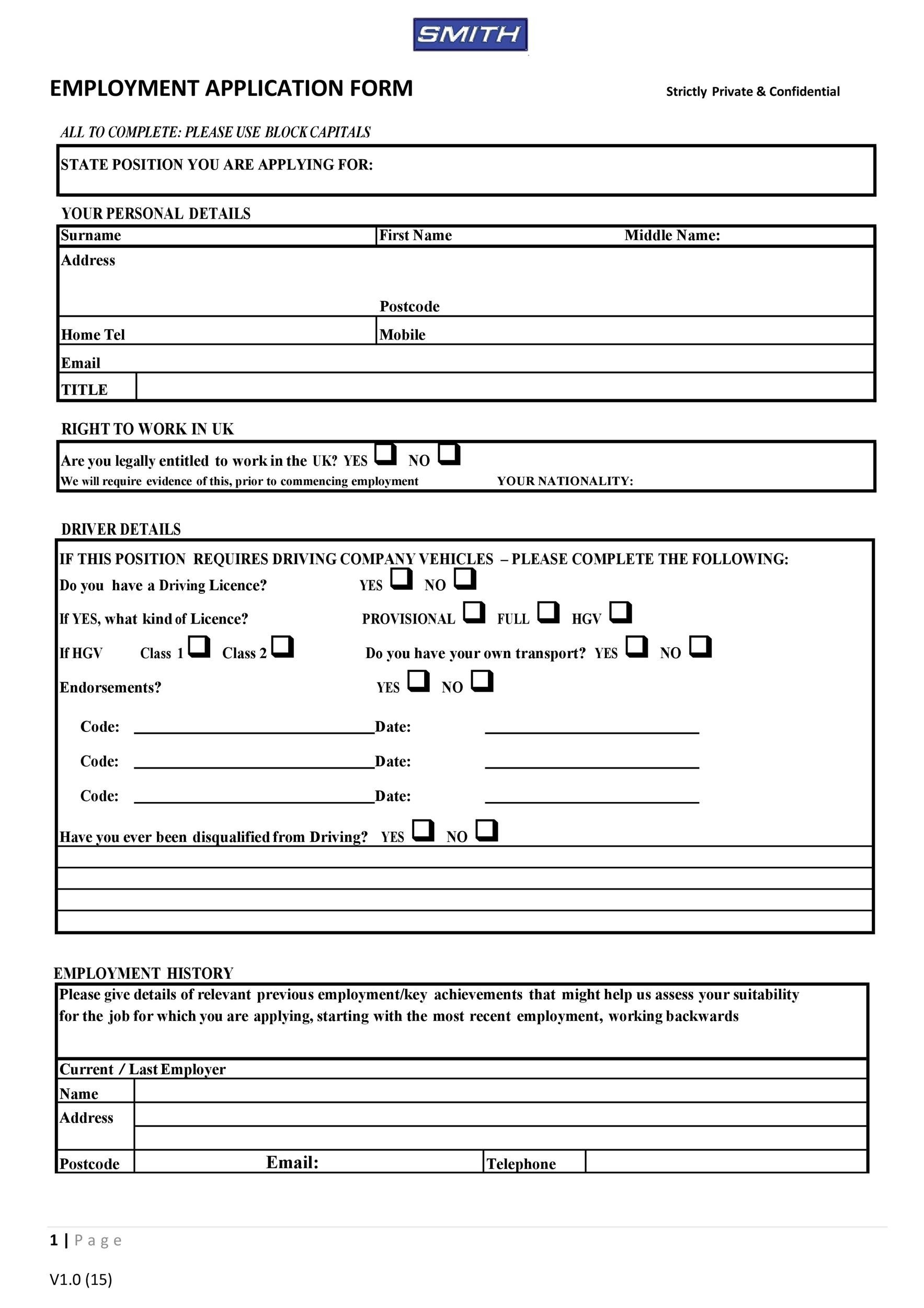 Free Job Application Form Template DocTemplates