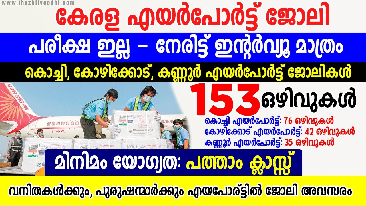 Kerala Airport Jobs 2022 Kochi Calicut Kannur