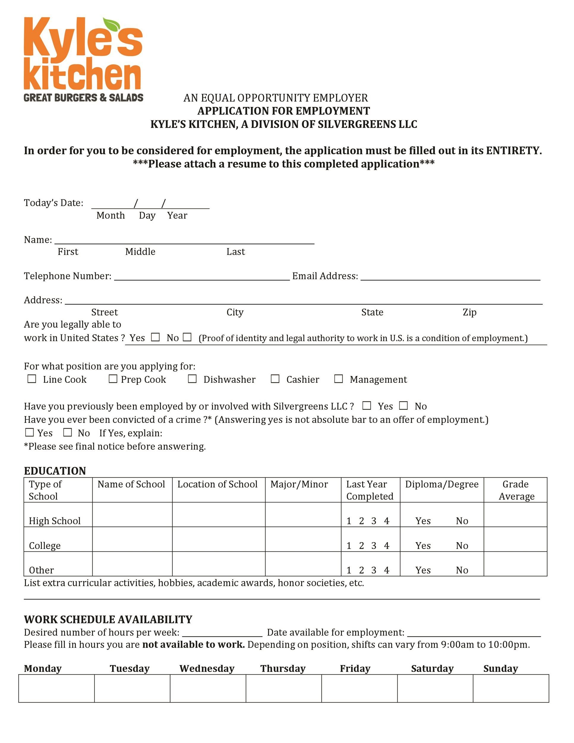 Printable Job Application Form Template Printable Templates