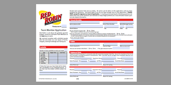 Red Robin Job Application Careers