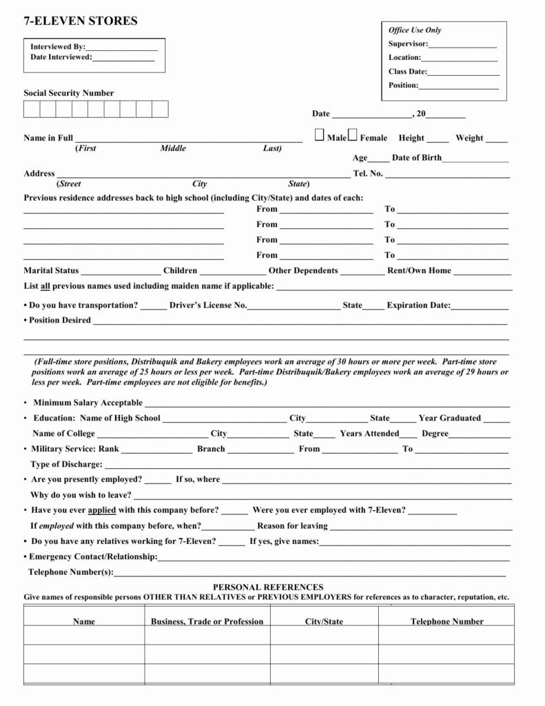 Retail Application Form Awesome Download 7 Eleven Job Application Form 