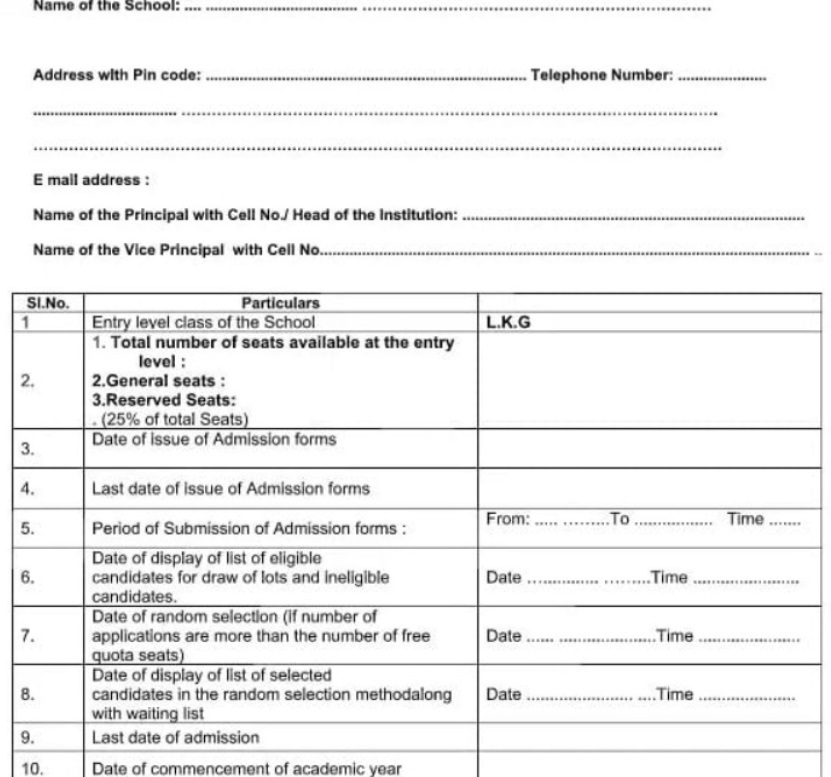 RTE Karnataka 2022 23 Online Application Admission At Schooleducation