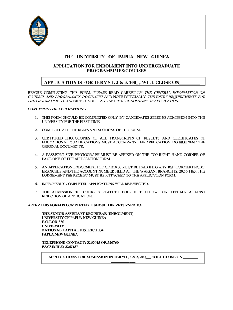 Upng Application Form 2023 Pdf Download Fill Online Printable